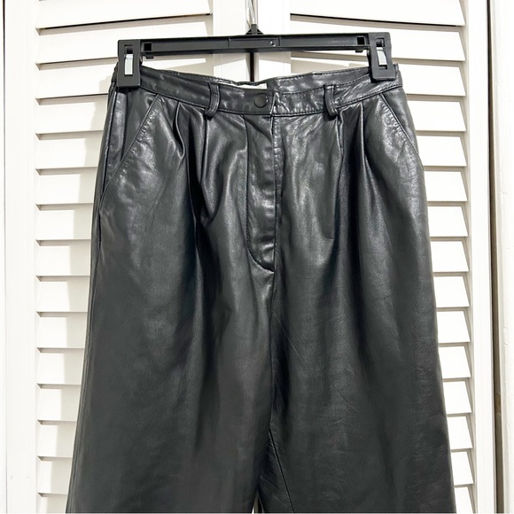 Vintage 100% Black Leather Lord & Taylor High Rise Tapered Pants - Picture 3 of 8